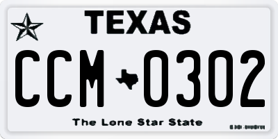 TX license plate CCM0302