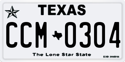 TX license plate CCM0304