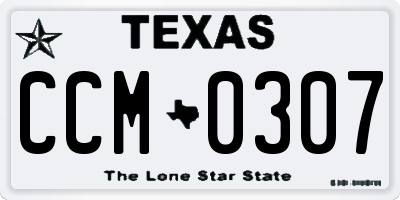 TX license plate CCM0307