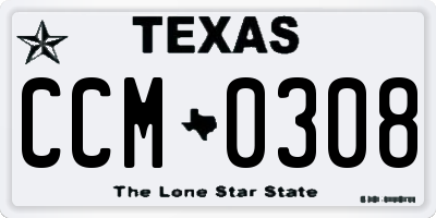 TX license plate CCM0308