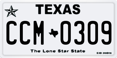 TX license plate CCM0309