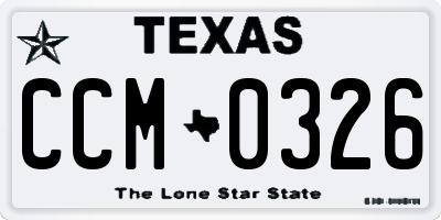 TX license plate CCM0326