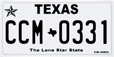 TX license plate CCM0331