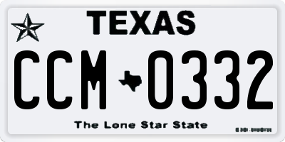 TX license plate CCM0332