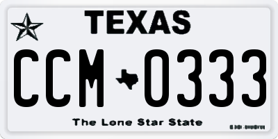 TX license plate CCM0333