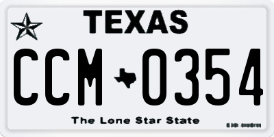 TX license plate CCM0354