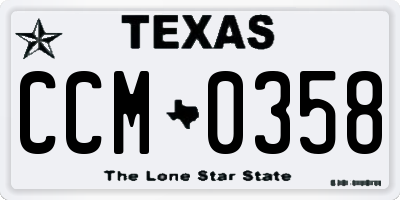 TX license plate CCM0358