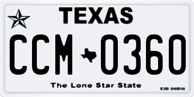 TX license plate CCM0360