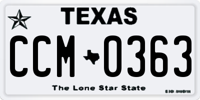 TX license plate CCM0363