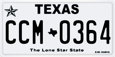 TX license plate CCM0364
