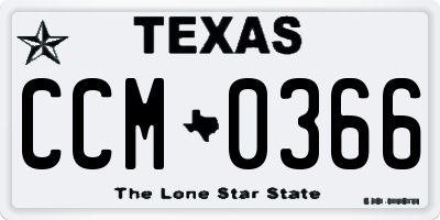 TX license plate CCM0366
