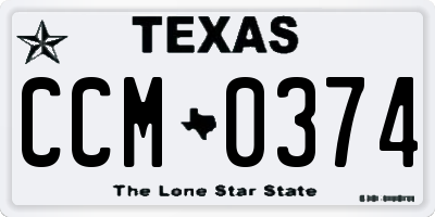 TX license plate CCM0374