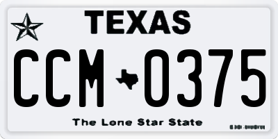 TX license plate CCM0375
