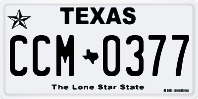 TX license plate CCM0377