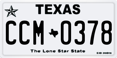 TX license plate CCM0378