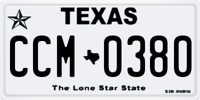 TX license plate CCM0380