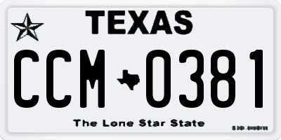 TX license plate CCM0381