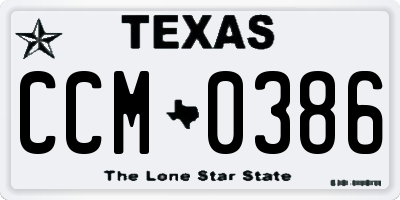 TX license plate CCM0386