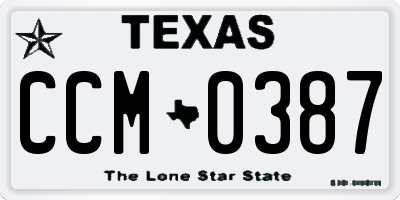 TX license plate CCM0387