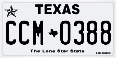TX license plate CCM0388