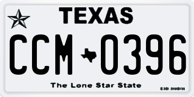 TX license plate CCM0396