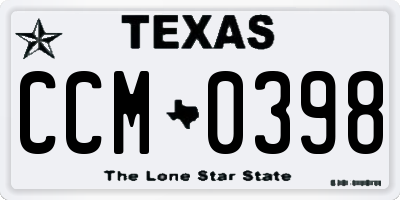 TX license plate CCM0398