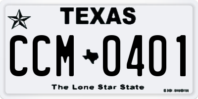 TX license plate CCM0401