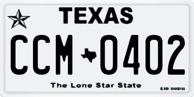 TX license plate CCM0402