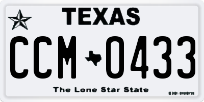 TX license plate CCM0433