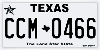 TX license plate CCM0466