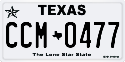 TX license plate CCM0477