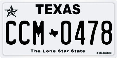 TX license plate CCM0478