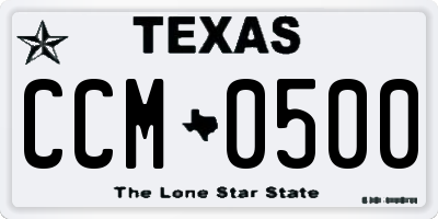 TX license plate CCM0500