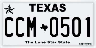 TX license plate CCM0501