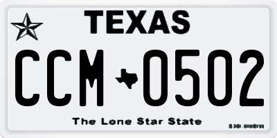 TX license plate CCM0502