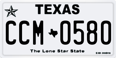 TX license plate CCM0580