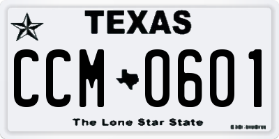 TX license plate CCM0601