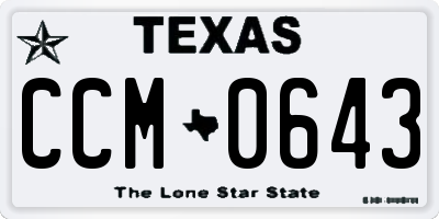TX license plate CCM0643