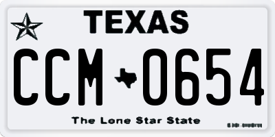 TX license plate CCM0654