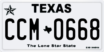 TX license plate CCM0668