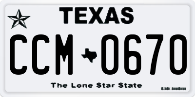 TX license plate CCM0670