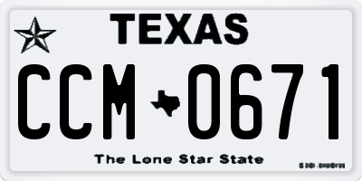 TX license plate CCM0671