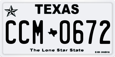 TX license plate CCM0672