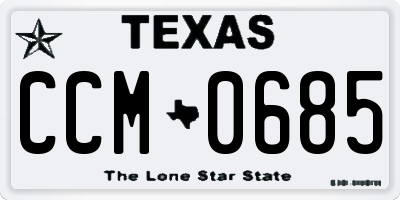 TX license plate CCM0685