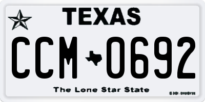 TX license plate CCM0692