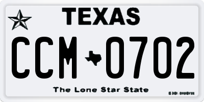 TX license plate CCM0702