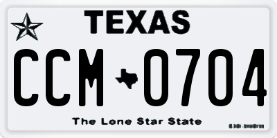 TX license plate CCM0704