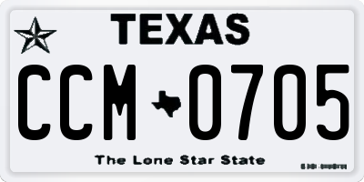 TX license plate CCM0705