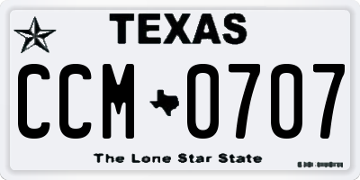 TX license plate CCM0707