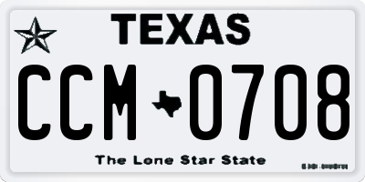 TX license plate CCM0708